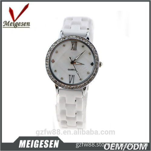 Vogue fashion stainless steel back plastic watches for lady